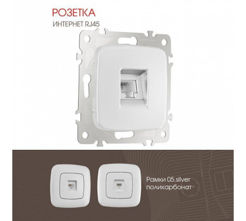 Розетка Ethernet RJ-45 без рамки Arte Milano am-205 205.45-1.silver