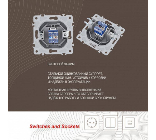 Розетка Ethernet RJ-45 без рамки Arte Milano am-206 206.45-1.silver