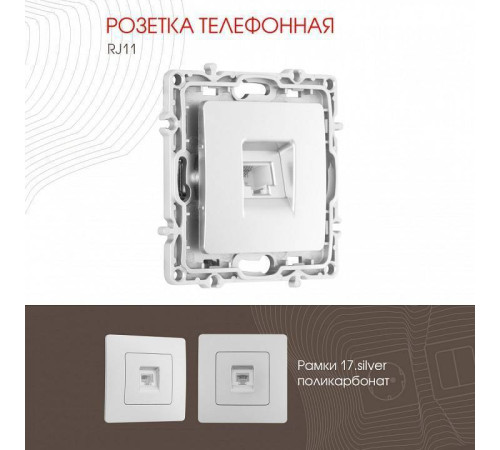 Розетка телефонная RJ-11 без рамки Arte Milano am-217 217.51-1.silver