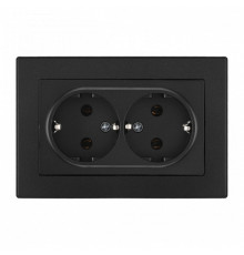 Розетка двойная с заземлением и со шторкой Arte Milano SET06-2 SET06-double-40-2 black