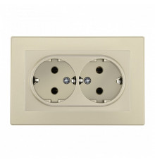 Розетка двойная с заземлением и со шторкой Arte Milano SET06-2 SET06-double-40-2 shampan