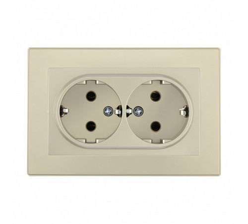 Розетка двойная с заземлением и со шторкой Arte Milano SET06-2 SET06-double-40-2 shampan