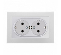 Розетка двойная с заземлением и со шторкой Arte Milano SET06-2 SET06-double-40-2 silver