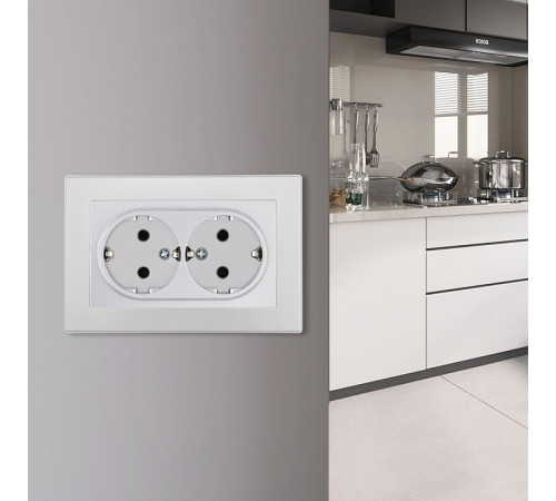 Розетка двойная с заземлением и со шторкой Arte Milano SET06-2 SET06-double-40-2 silver