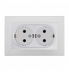 Розетка двойная с заземлением и со шторкой Arte Milano SET06-2 SET06-double-40-2 silver