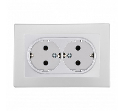 Розетка двойная с заземлением и со шторкой Arte Milano SET06-2 SET06-double-40-2 silver