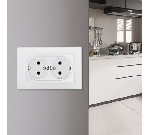 Розетка двойная с заземлением и со шторкой Arte Milano SET06-2 SET06-double-40-2 white