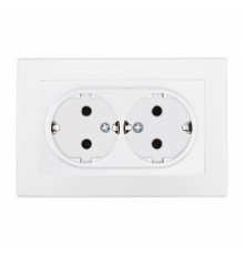 Розетка двойная с заземлением и со шторкой Arte Milano SET06-2 SET06-double-40-2 white