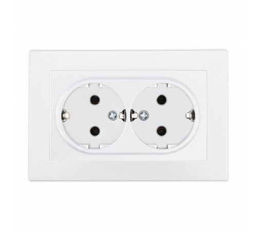 Розетка двойная с заземлением и со шторкой Arte Milano SET06-2 SET06-double-40-2 white