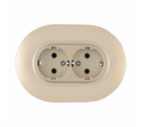 Розетка двойная с заземлением и со шторкой Arte Milano SET08-2 SET08-double-40-2 shampan