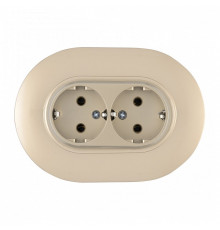 Розетка двойная с заземлением и со шторкой Arte Milano SET08-2 SET08-double-40-2 shampan