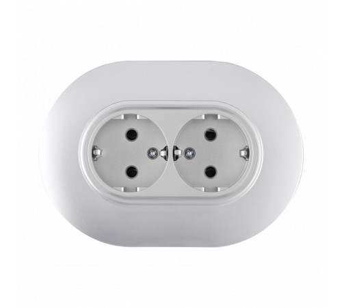 Розетка двойная с заземлением и со шторкой Arte Milano SET08-2 SET08-double-40-2 silver