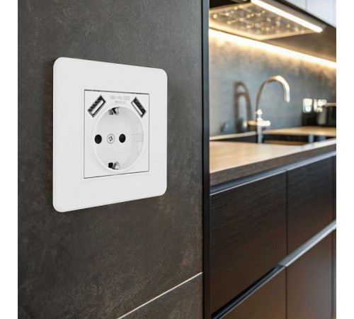 Розетка с заземлением и со шторкой и 2хUSB Arte Milano SET16-1 SET16-1-47-1 white