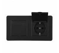 Розетка с заземлением и шторкой, с крышкой Arte Milano SET16-2 SET16-2-41-1x2 black