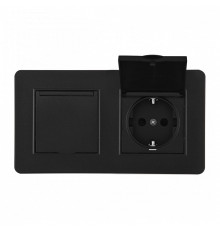 Розетка с заземлением и шторкой, с крышкой Arte Milano SET16-2 SET16-2-41-1x2 black