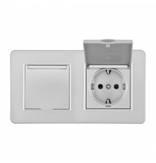 Розетка с заземлением и шторкой, с крышкой Arte Milano SET16-2 SET16-2-41-1x2 silver