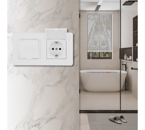 Розетка с заземлением и шторкой, с крышкой Arte Milano SET16-2 SET16-2-41-1x2 white