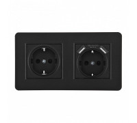 Розетка с заземлением и со шторкой и 2хUSB Arte Milano SET16-2 SET16-2-47-1-40-1 black