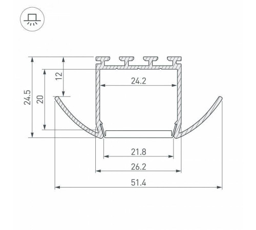 Профиль встраиваемый Arlight PLS-LOCK-H25-FA-2000 ANOD 016444