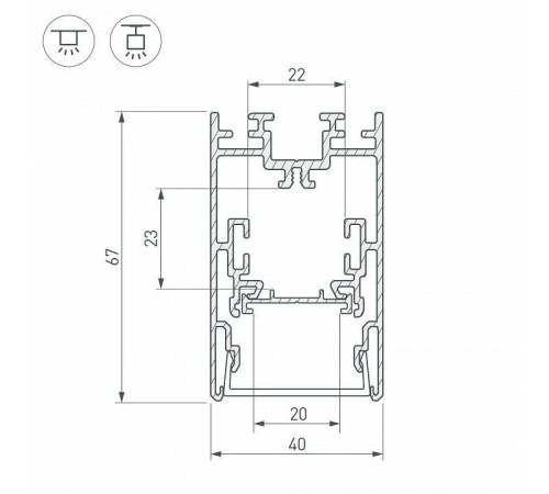 Профиль Arlight S2-LINE-4067-2500 ANOD+OPAL 021172