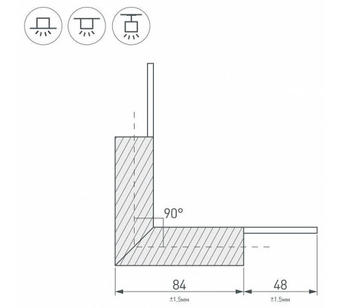 Соединитель угловой L-образный накладной Arlight KLUS 026135