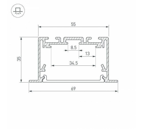Профиль встраиваемый Arlight S2-LINIA 29470