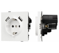 Розетка с заземлением и 2хUSB type A, без рамки Arlight SCT-TENDO 054606