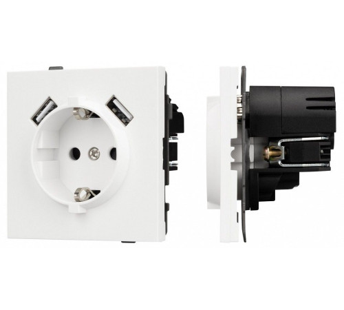 Розетка с заземлением и 2хUSB type A, без рамки Arlight SCT-TENDO 054606