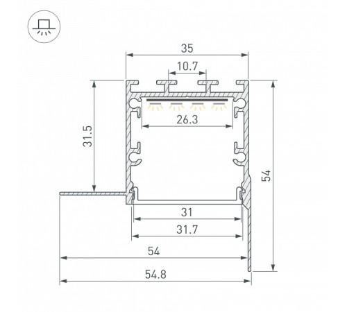 Профиль накладной Arlight LINIA32-FANTOM-EDGE-2000 056263