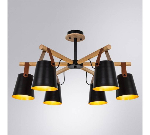 Люстра на штанге Arte Lamp Thomas 6 ламп черная A7032PL-6BK