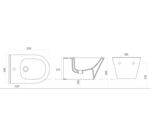 Биде подвесное Aquanet Lake 530х335 мм черный матовый LAKE-B2B