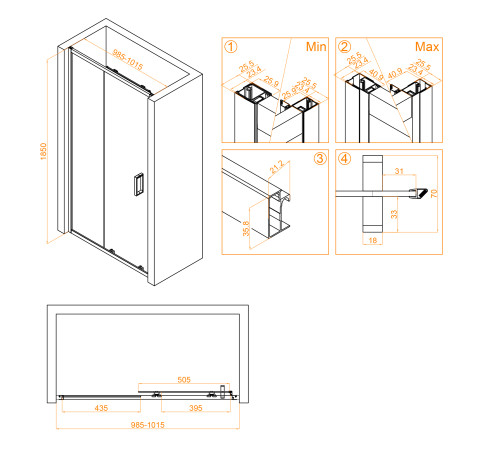 Душевая дверь RGW Classic CL-14B 1000x1850 мм черный матовое стекло 32091410-14
