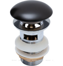 Донный клапан для раковины с переливом Aquanet керамическая крышка черный матовый 00333929