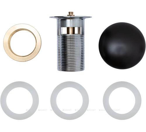 Донный клапан для раковины с переливом Aquanet керамическая крышка черный матовый 00333929