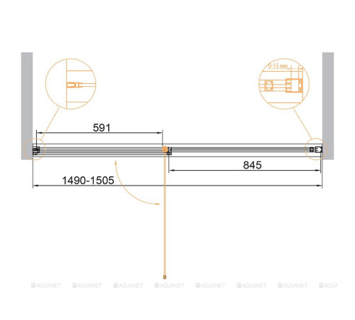 Душевая дверь в нишу Cezares URBAN B-12 150 см профиль черный URBAN-B-12-150-C-NERO