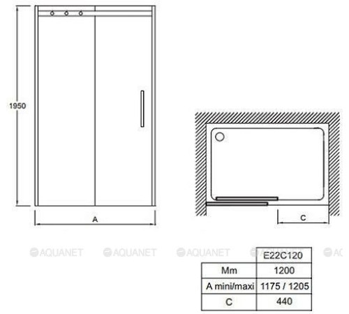 Душевая дверь Jacob Delafon Contra 120х195 см раздвижная прозрачное стекло E22C120-GA
