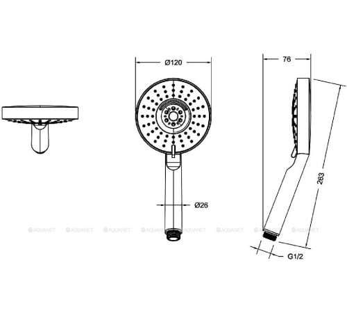 Лейка душевая Bravat 3 режима черный P70124BW