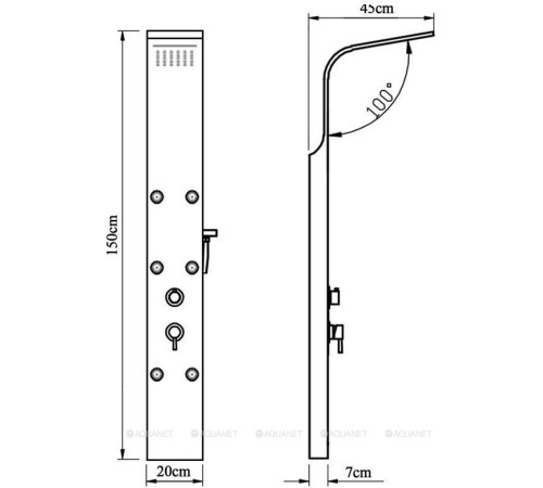 Душевая панель Aquanet Galaxy Shine с водопадом и 6 форсунками полированная сталь 00209997