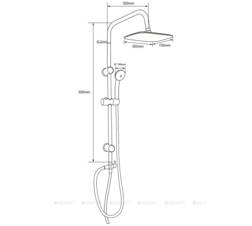 Душевая колонна Aquanet Passion RC без смесителя черный матовый AF300-70-RC-B