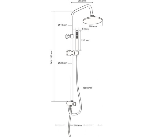 Душевая стойка Aquanet Practic R без смесителя верхний душ 200 мм хром AF100-70-R-C