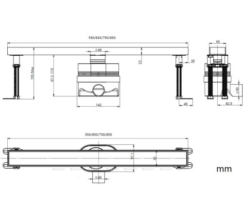 Трап линейный Allen Brau Priority двухсторонняя вставка 550 мм никель браш 9.50007.BN