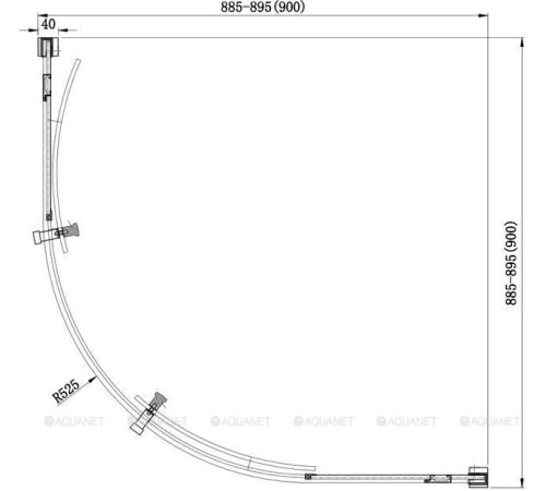 Душевой уголок Aquanet Delta 900x900x2000 мм R550 прозрачное стекло 8 мм NPE2142