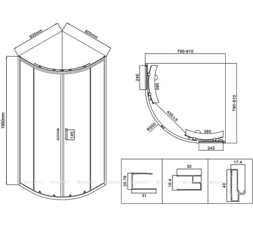 Душевой уголок Vincea City 800х800 мм хром стекло прозрачное VSQ-5CT800CL