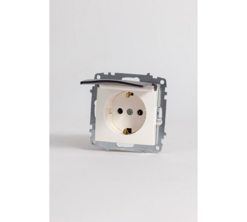 Розетка с заземлением с крышкой, без рамки Elbi Eleсtriс Zena Vega 609-010200-218