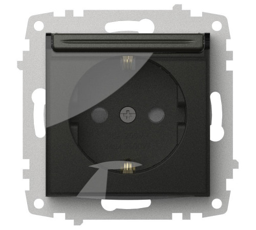 Розетка с заземлением и со шторкой, без рамки с крышкой Elbi Eleсtriс Zena Vega 609-011100-219