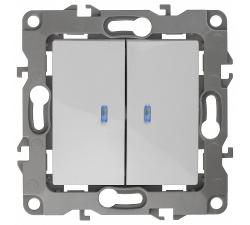 Выключатель двухклавишный с подсветкой без рамки Эра Эра 12 12-1004-06