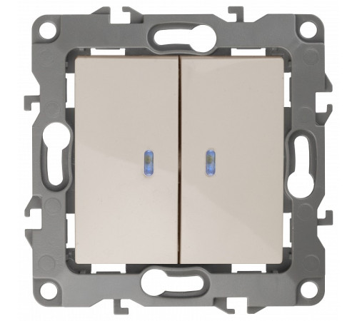 Выключатель двухклавишный с подсветкой без рамки Эра Эра 12 12-1004-06