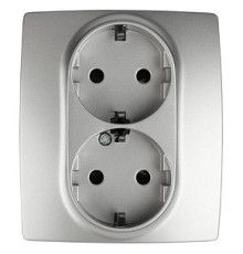Розетка двойная с заземлением и со шторкой, без рамки Эра Эра 12 12-2104-03