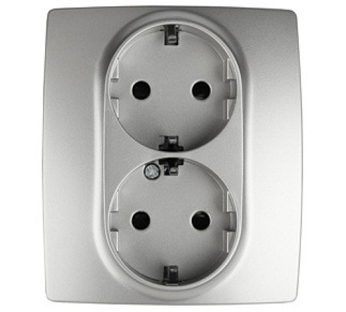 Розетка двойная с заземлением и со шторкой, без рамки Эра Эра 12 12-2104-03