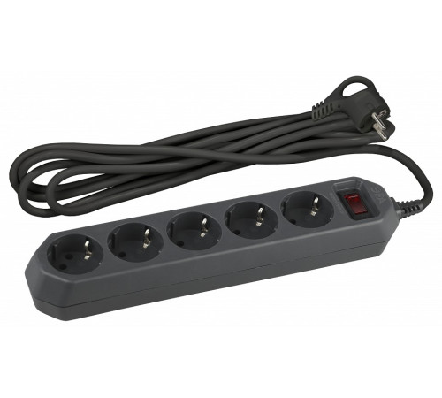 Удлинитель с выключателем ЭРА USF-5es-1.5m-B 5 розеток 1.5 м черный USF-5es-1.5m-B